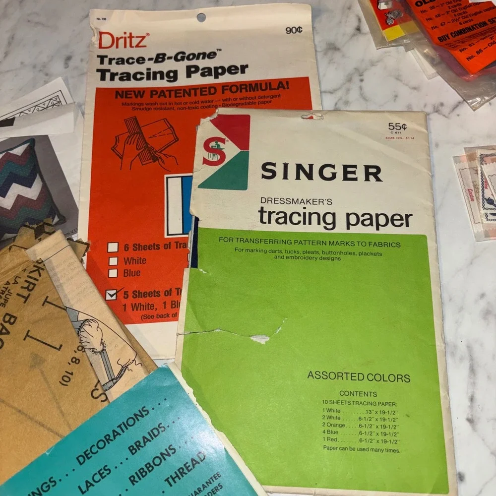 Vintage Sewing Lot McCalls Simplicity Patterns Singer Tracing Paper Dritz Tools